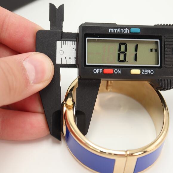 Caravelle New York Blue Gold Tone 20mm Petite Watch Cuff Working New in Box - Picture 4 of 10